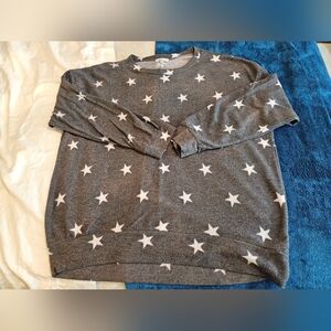 NWOT White Birch XL Brushed Hacci Star Sweater in Gray w/ white Stars-Very Soft